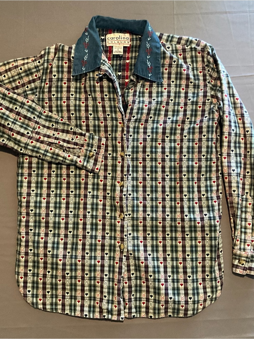 Vtg Women’s Button Down Long Sleeve Shirt By Carolina Colours Sz Small